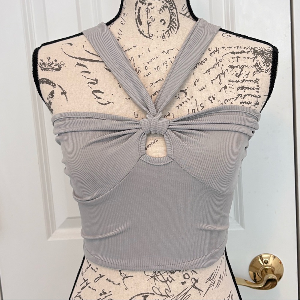 Gray Going Out Top with Crossover Straps